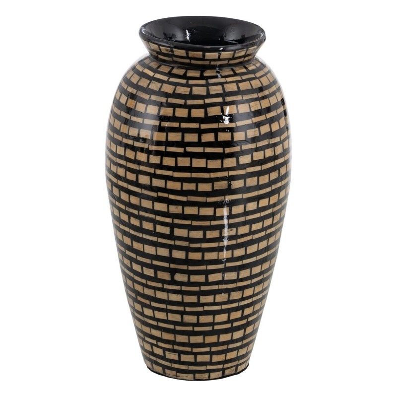 Vase Schwarz Beige Bambus 21 x 21 x 40 cm