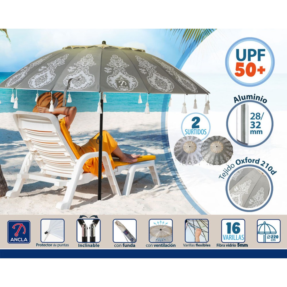 Parasol de plage Ø 220 cm SPF50+ Oriental