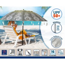Parasol de plage Gris Ø 220 cm SPF50+ Boho