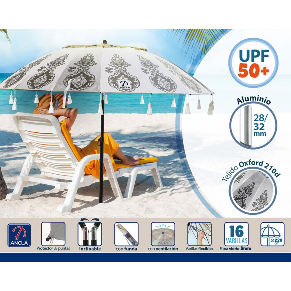 Sonnenschirm Weiß Ø 220 cm SPF50+ Boho