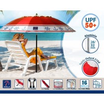 Parasol de plage Rouge Ø 220 cm SPF50+ Ancre