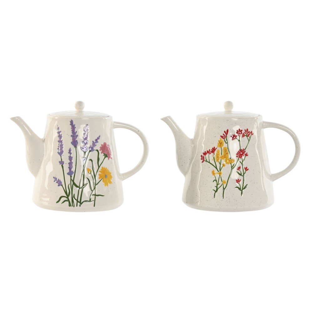 Teekanne Home ESPRIT Bunt Porzellan 900 ml (2 Stück)