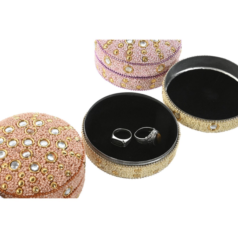 Jewelry box Home ESPRIT Yellow Orange Pink Lilac Aluminium 10 x 10 x 5 cm (6 Units)