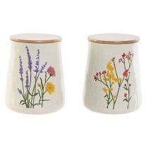 Gefäß Home ESPRIT Bunt Blomster Shabby Chic (2 Stück)