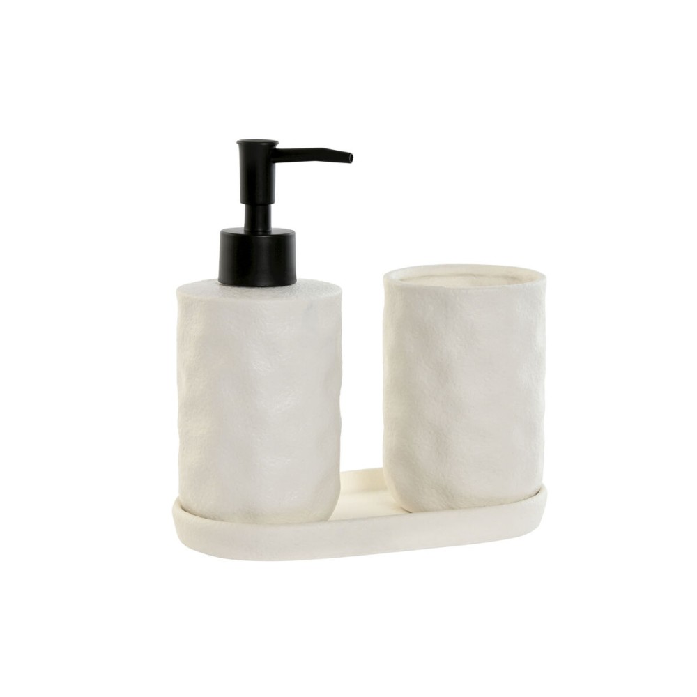 Badezimmer Set Home ESPRIT Weiß ABS Dolomite 17,5 x 9,5 x 18 cm 3 Stücke