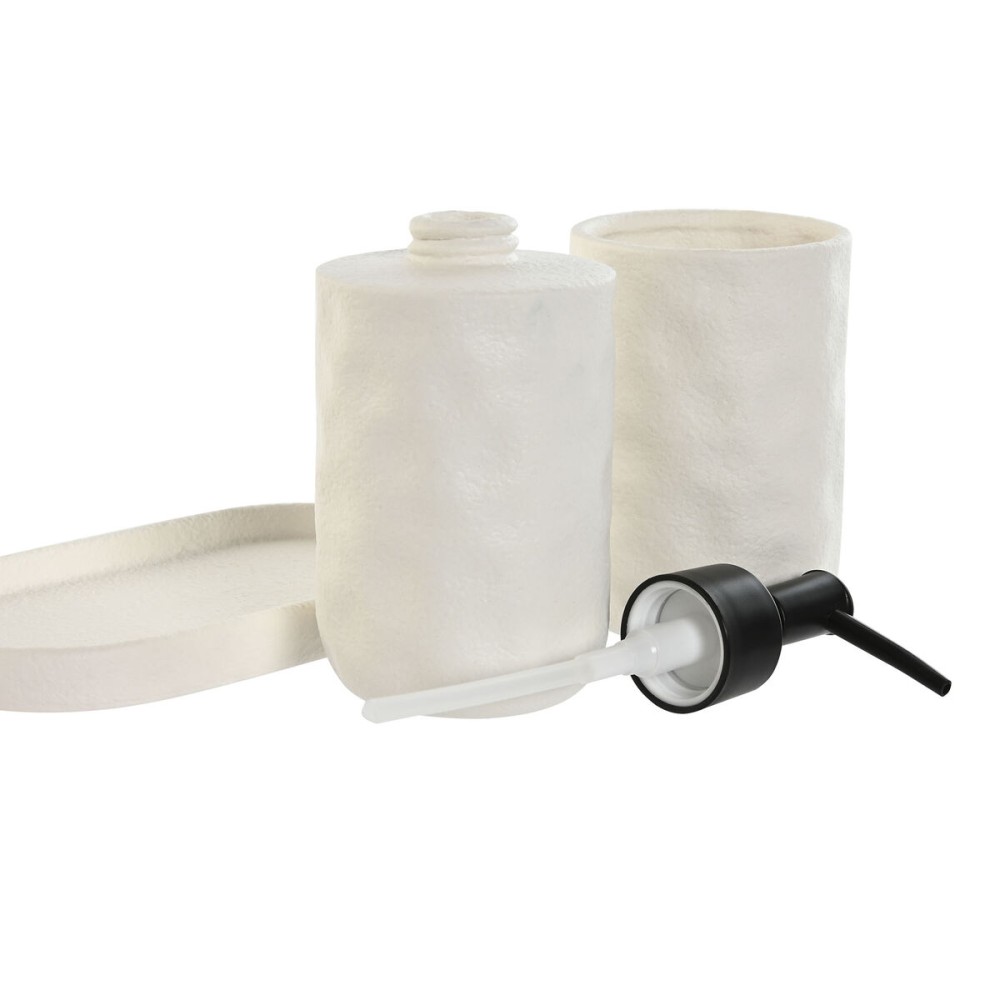 Badezimmer Set Home ESPRIT Weiß ABS Dolomite 17,5 x 9,5 x 18 cm 3 Stücke