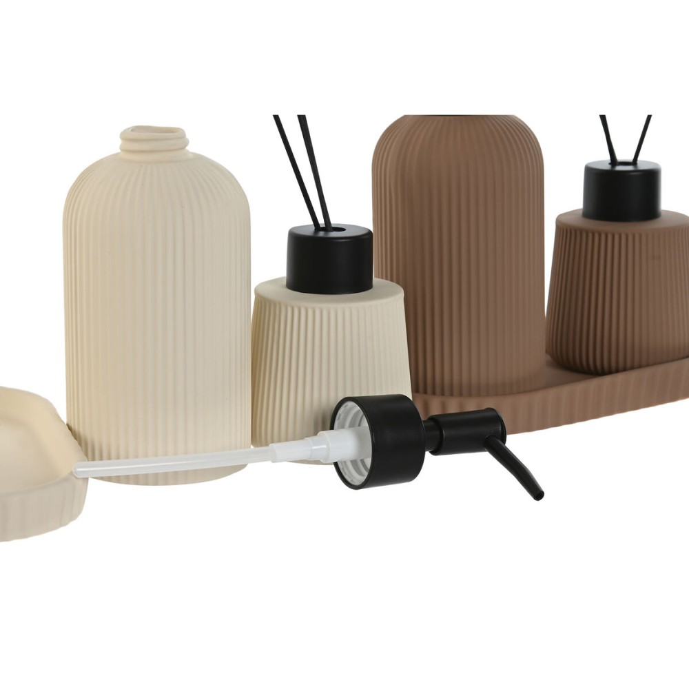 Badezimmer Set Home ESPRIT Creme Terrakotta ABS Dolomite 17 x 9 x 2 cm 3 Stücke (2 Stück)