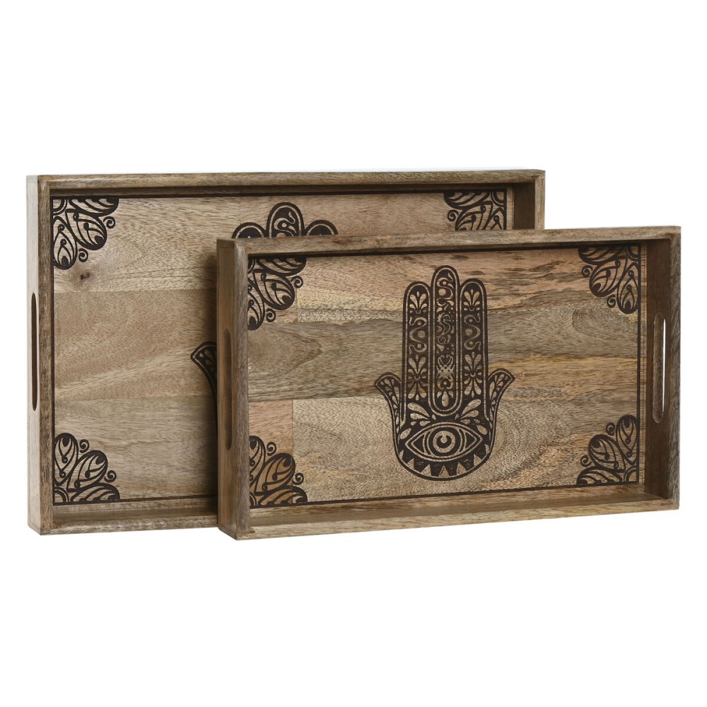 Tablettset Home ESPRIT natürlich Mango-Holz 43,5 x 27 x 5,5 cm (2 Stück)