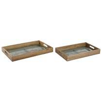 Set of trays Home ESPRIT Blue Natural Mango wood 43,5 x 27 x 5,5 cm (2 Units)