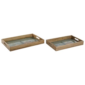 Tablettset Home ESPRIT Blau natürlich Mango-Holz 43,5 x 27 x 5,5 cm (2 Stück)