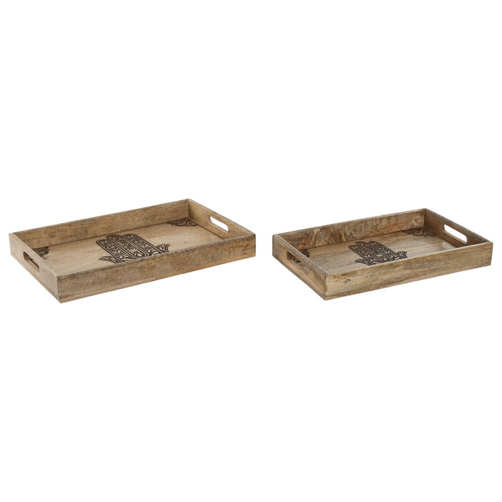 Set of trays Home ESPRIT Natural Mango wood 43,5 x 27 x 5,5 cm (2 Units)