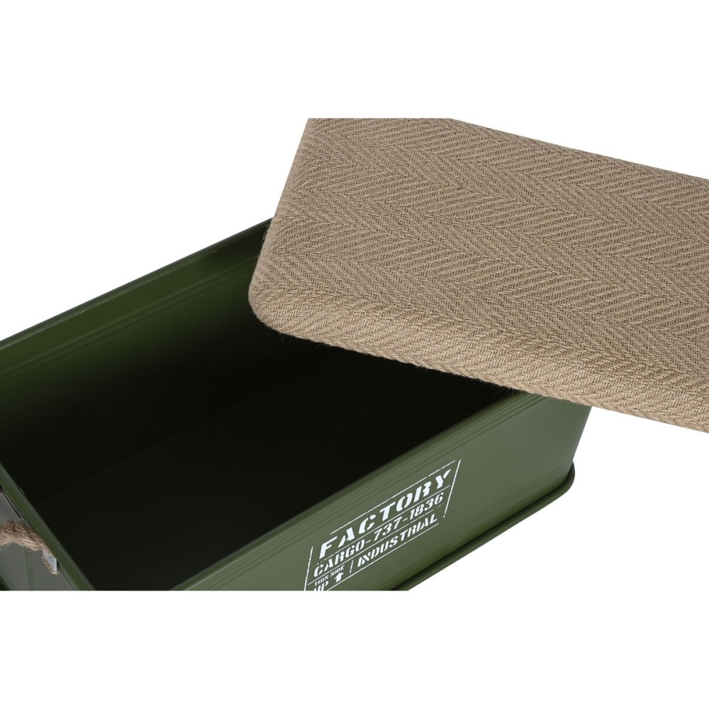 Truhensatz Home ESPRIT Dunkelgrün natürlich Metall Schnur Faser 69 X 37 X 37,5 cm (3 Stück)