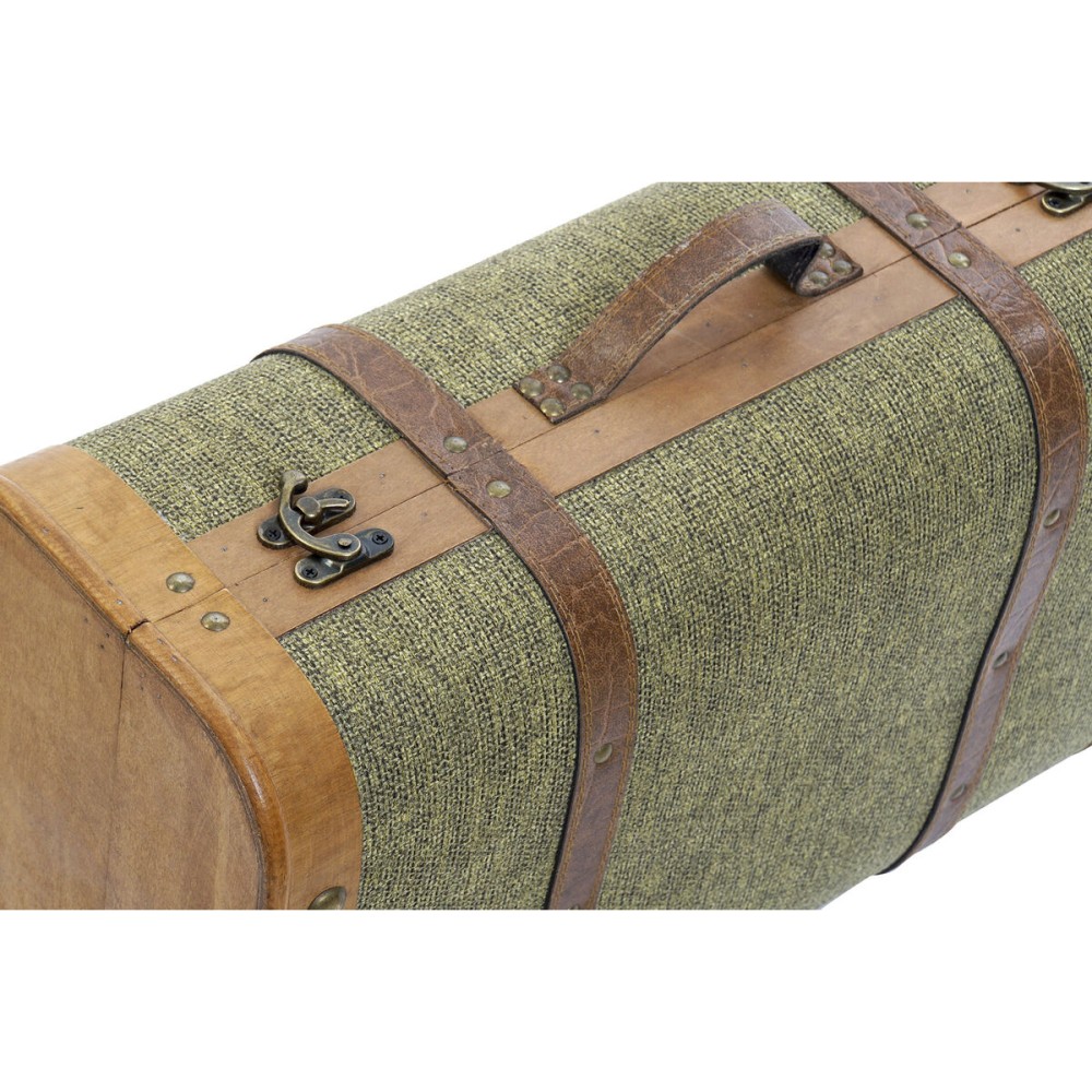 Lot de paniers Home ESPRIT Vert Bois Toile Tropical 60 x 24 x 38 cm