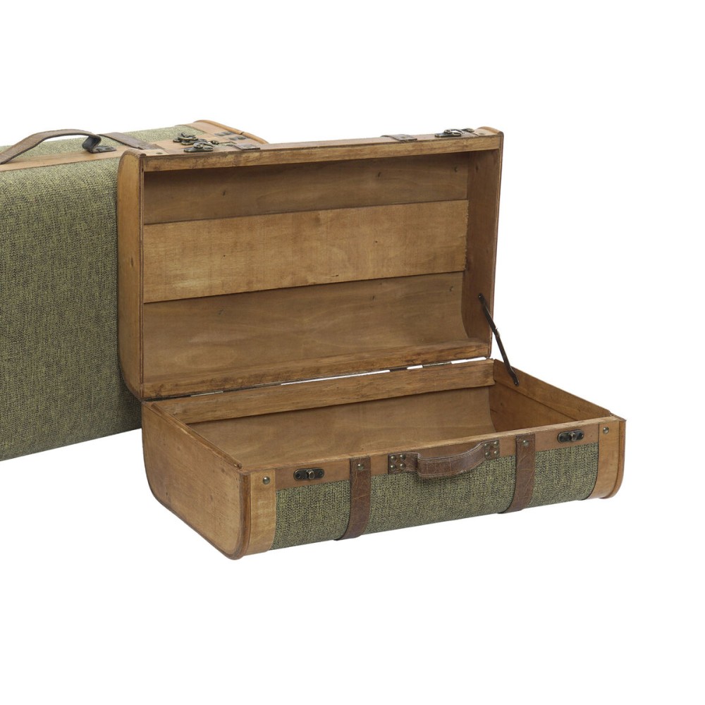 Lot de paniers Home ESPRIT Vert Bois Toile Tropical 60 x 24 x 38 cm