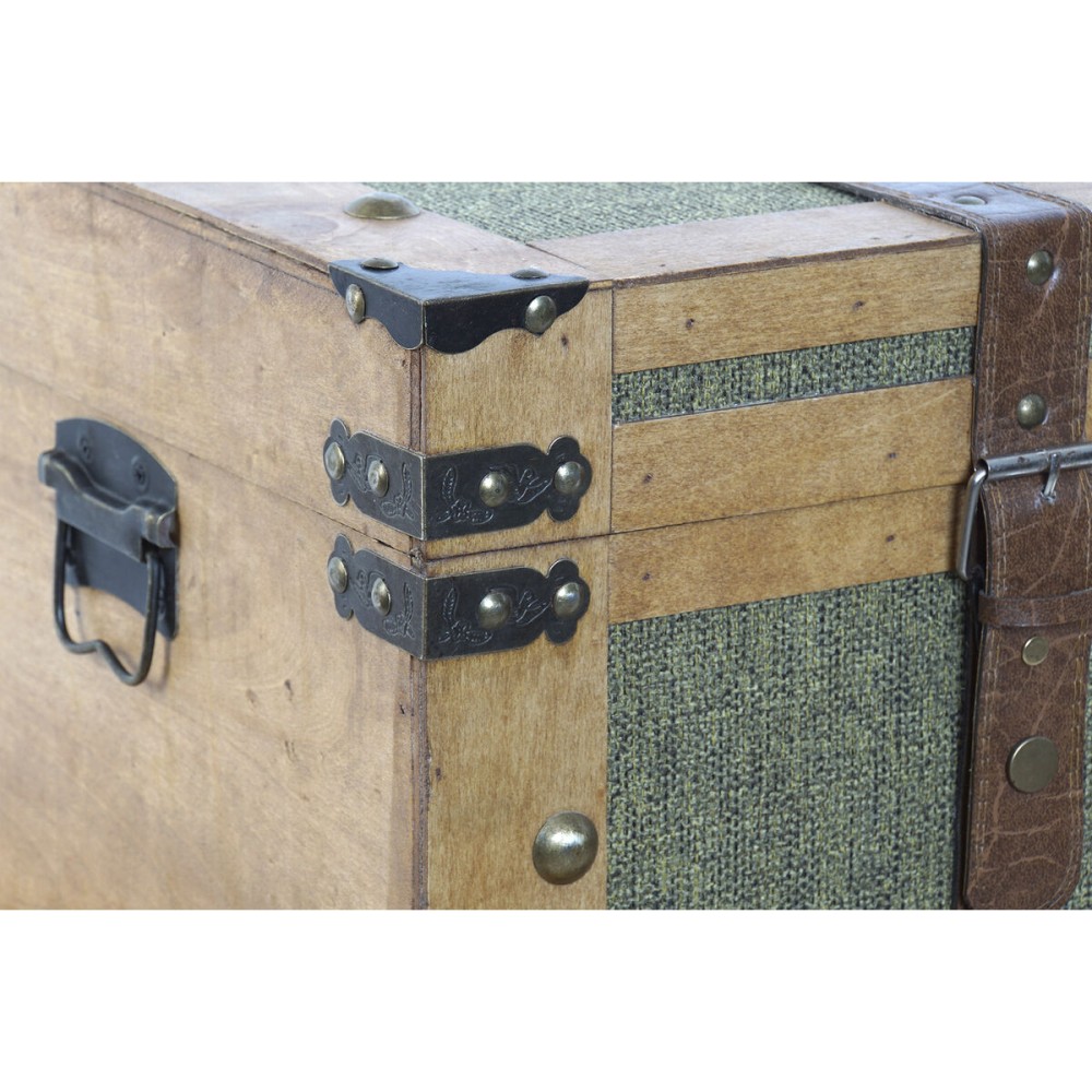 Lot de paniers Home ESPRIT Vert Bois Toile Tropical 81 x 50 x 45 cm (3 Unités)