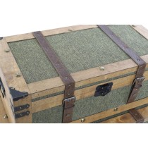 Set of Chests Home ESPRIT Green Wood Canvas Tropical 81 x 50 x 45 cm (3 Units)