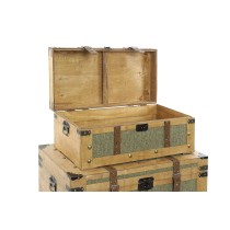 Lot de paniers Home ESPRIT Vert Bois Toile Tropical 81 x 50 x 45 cm (3 Unités)