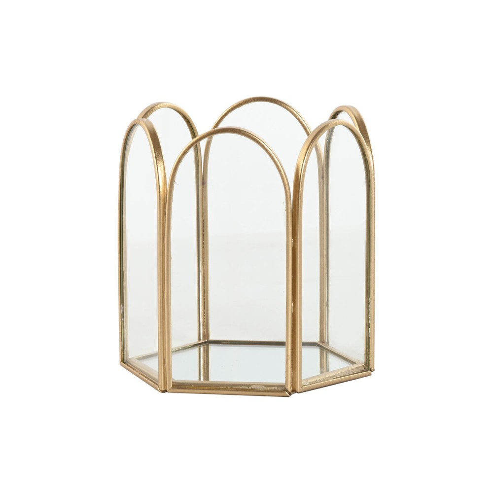 Boîte à bijoux Home ESPRIT Doré Métal Verre 9,2 X 8,2 X 9,5 cm