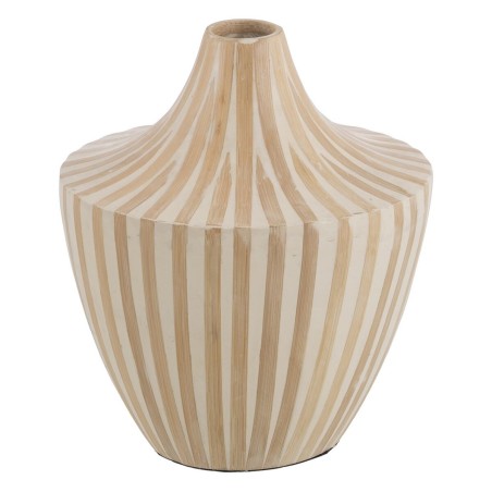 Vase Weiß Beige Bambus 27 x 27 x 31 cm