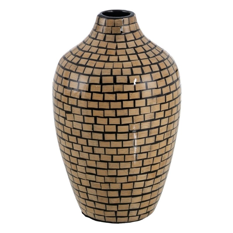 Vase Schwarz Beige Bambus 18 x 18 x 30 cm