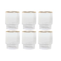 Gläserset Home ESPRIT Durchsichtig Gold Kristall 320 ml (6 Stück)