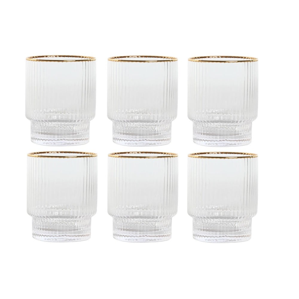 Gläserset Home ESPRIT Durchsichtig Gold Kristall 320 ml (6 Stück)