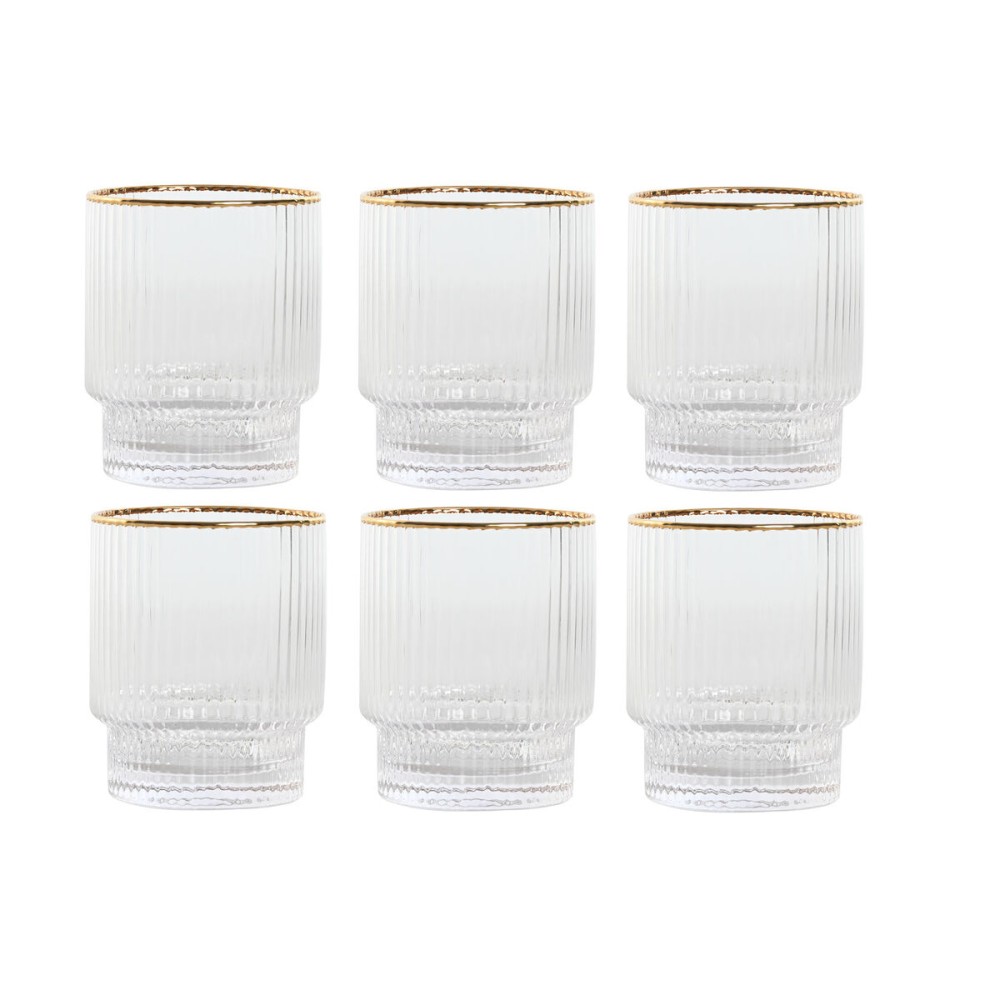 Set de Verres Home ESPRIT Transparent Doré Verre 320 ml (6 Unités)