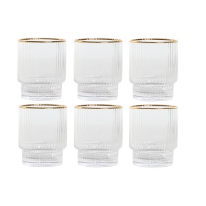 Set de Verres Home ESPRIT Transparent Doré Verre 320 ml (6 Unités)