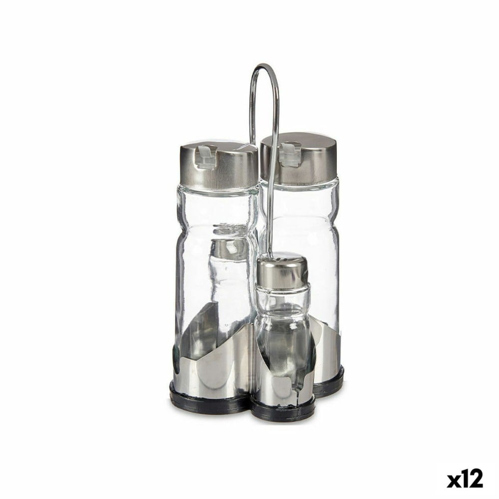 Gewürzset Anna Durchsichtig Silberfarben 10 x 10 x 21 cm (12 Stück)