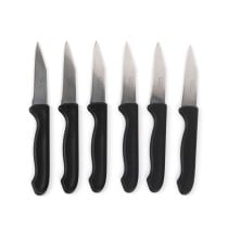 Jeu de couteaux d'éplucheur Cuyfor Noir Argenté Acier inoxydable 7,5 cm 6 Pièces (24 Unités)