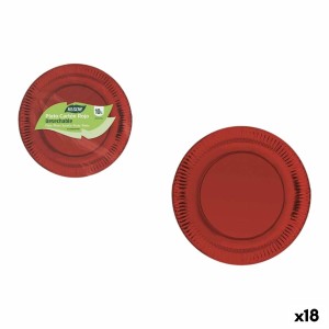 Plate set Algon Red 23 cm 10 Pieces (18 Units)