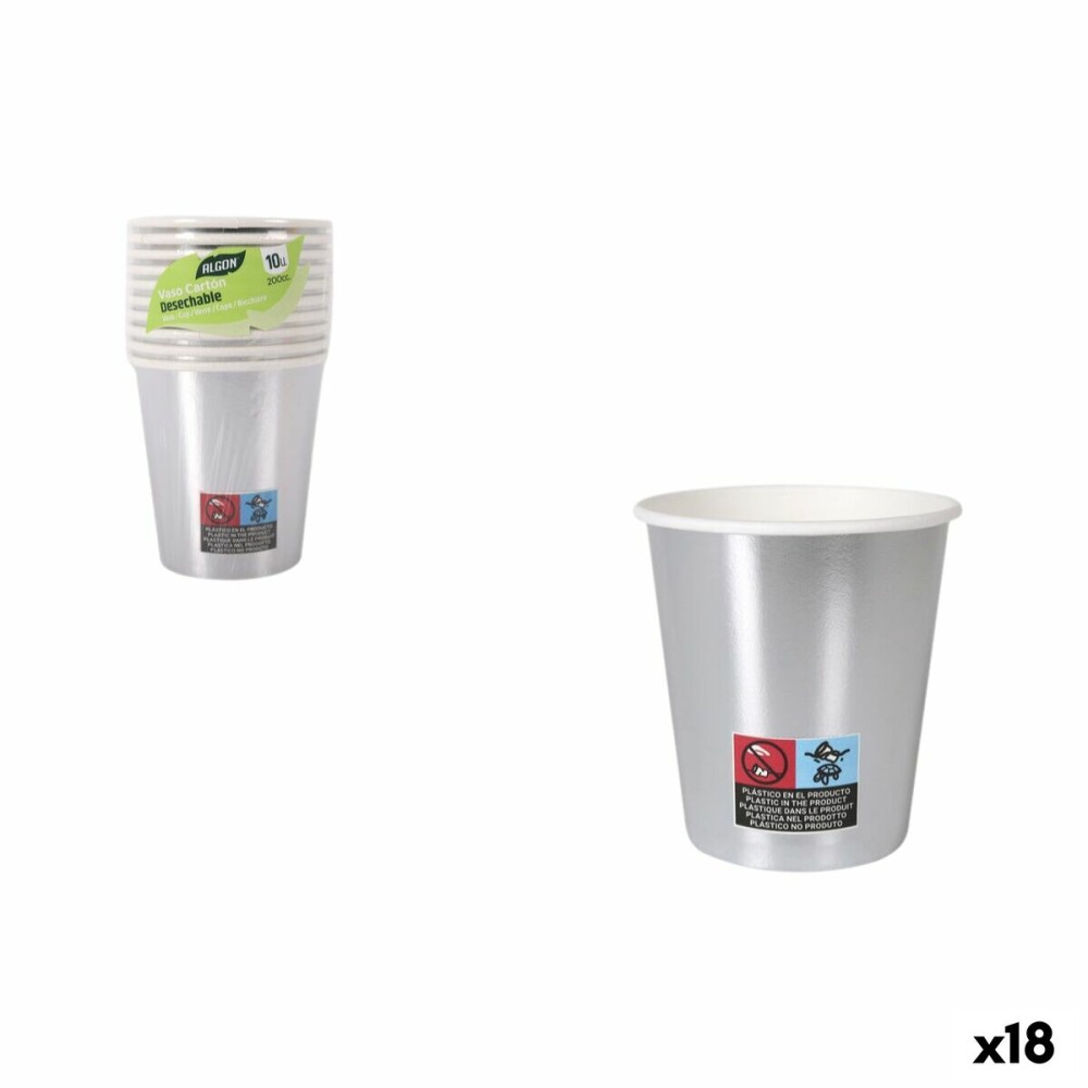 Set of glasses Algon Silver 200 ml 10 Pieces (18 Units)