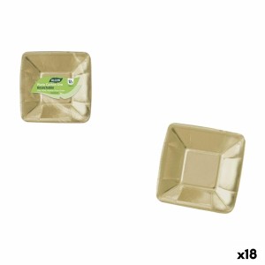 Plate set Algon Golden 18 cm 12 Pieces (18 Units)