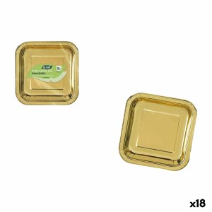 Plate set Algon Golden 20 cm 10 Pieces (18 Units)