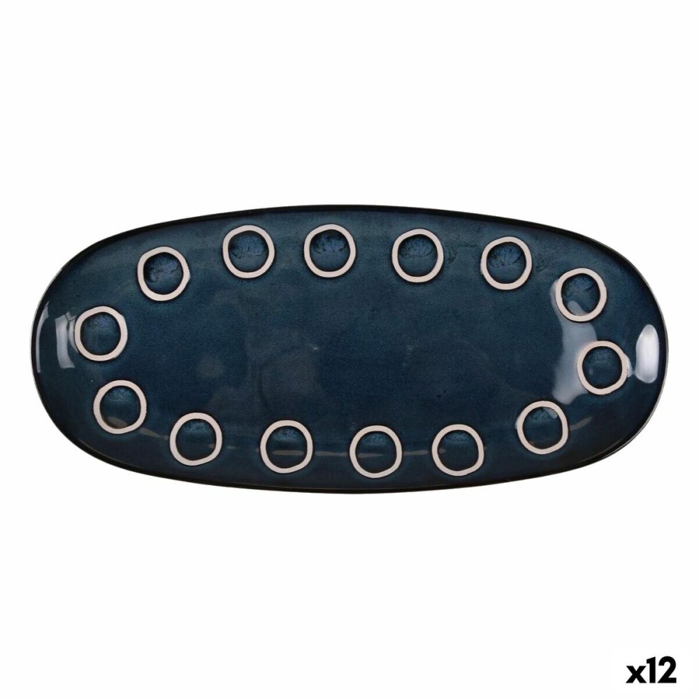 Serving Platter La Mediterránea Almudena Blue Oval 33 x 14,8 x 2,7 cm (12 Units)