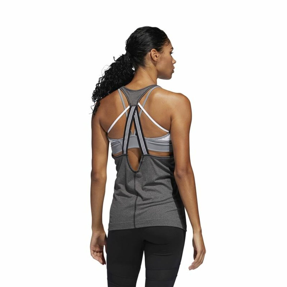 Women's Sleeveless T-shirt Adidas 3 Stripes Tank Dark grey