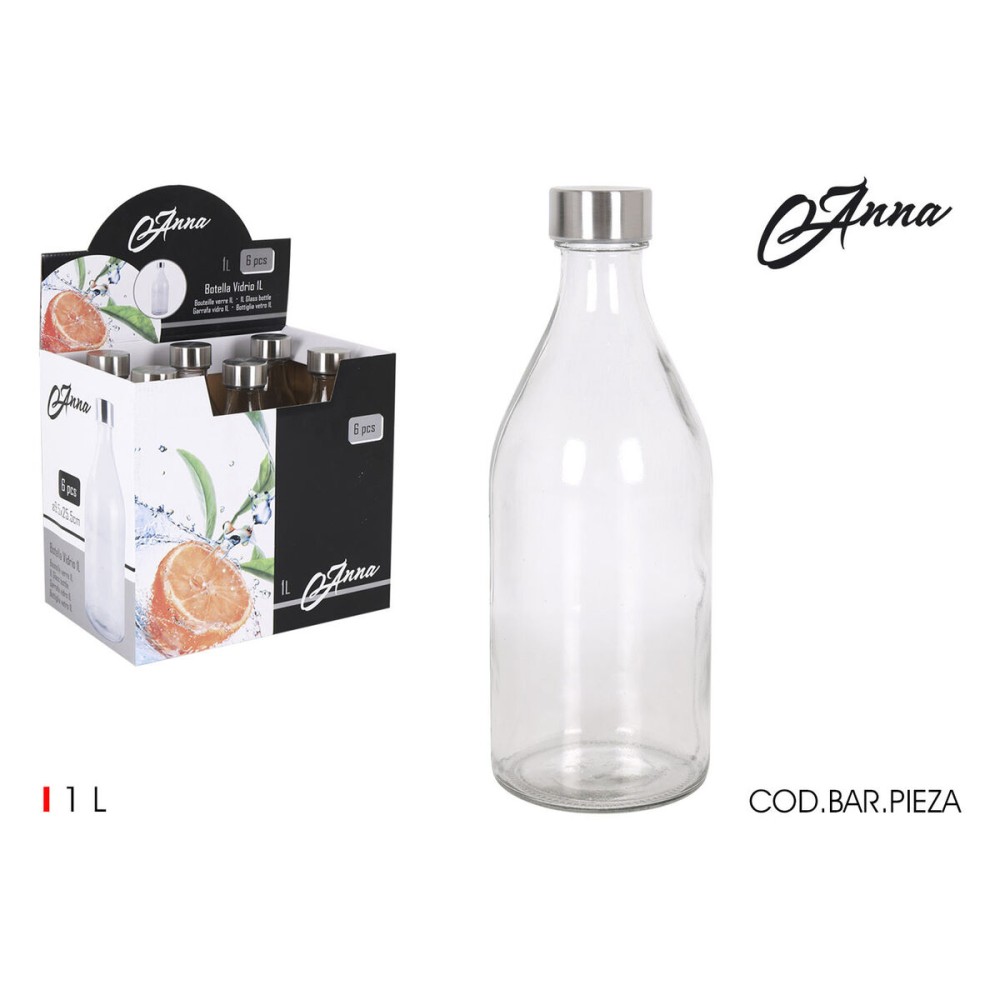 Glas-Flasche La Mediterránea Metall Glas 1 L (6 Stück)