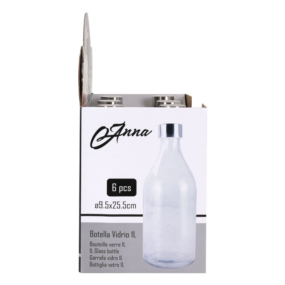 Glass Bottle La Mediterránea Metal Glass 1 L (6 Units)
