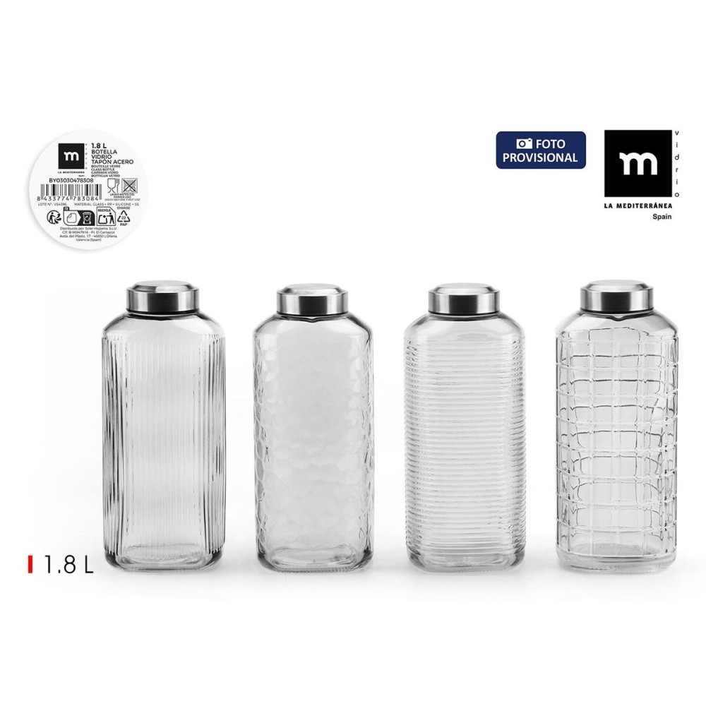 Bouteille en Verre La Mediterránea verre Acier 1,8 L (8 Unités)