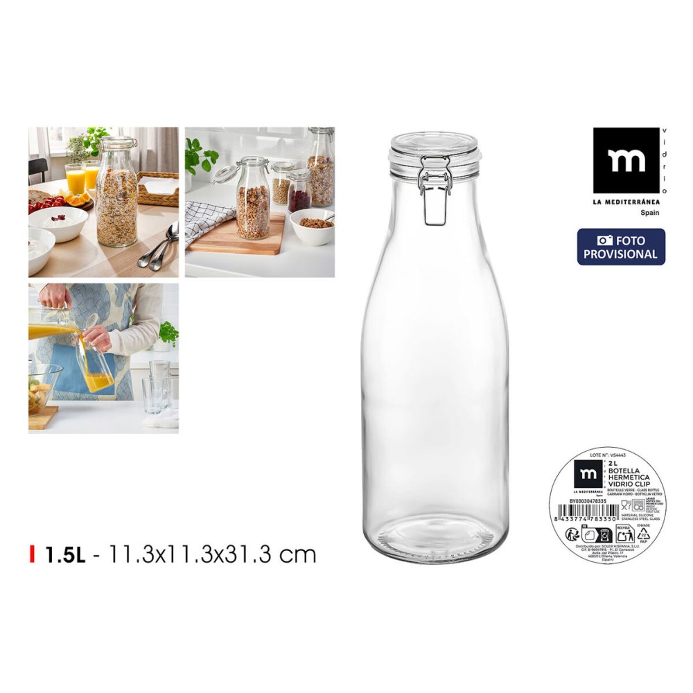 Glas-Flasche La Mediterránea Glas 2 L (6 Stück)