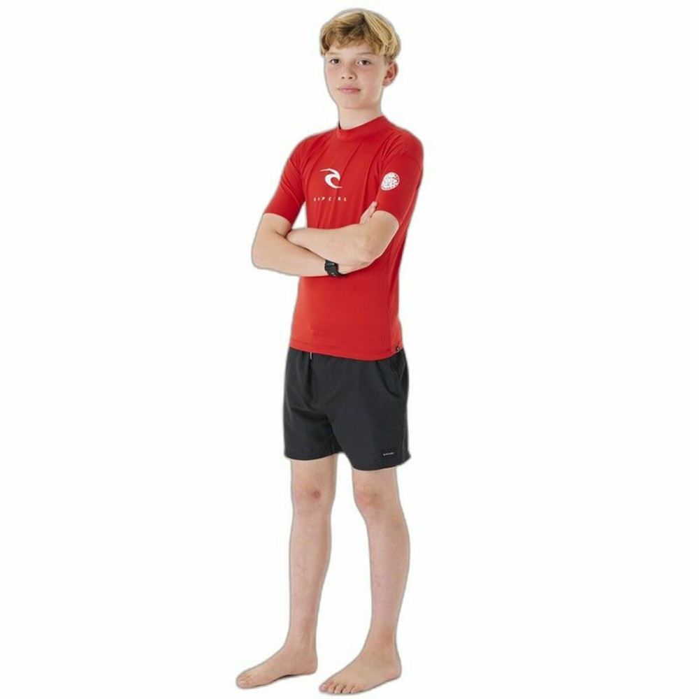 Children’s Short Sleeve T-Shirt Rip Curl Corps L/S Rash Vest  Red Lycra Surf