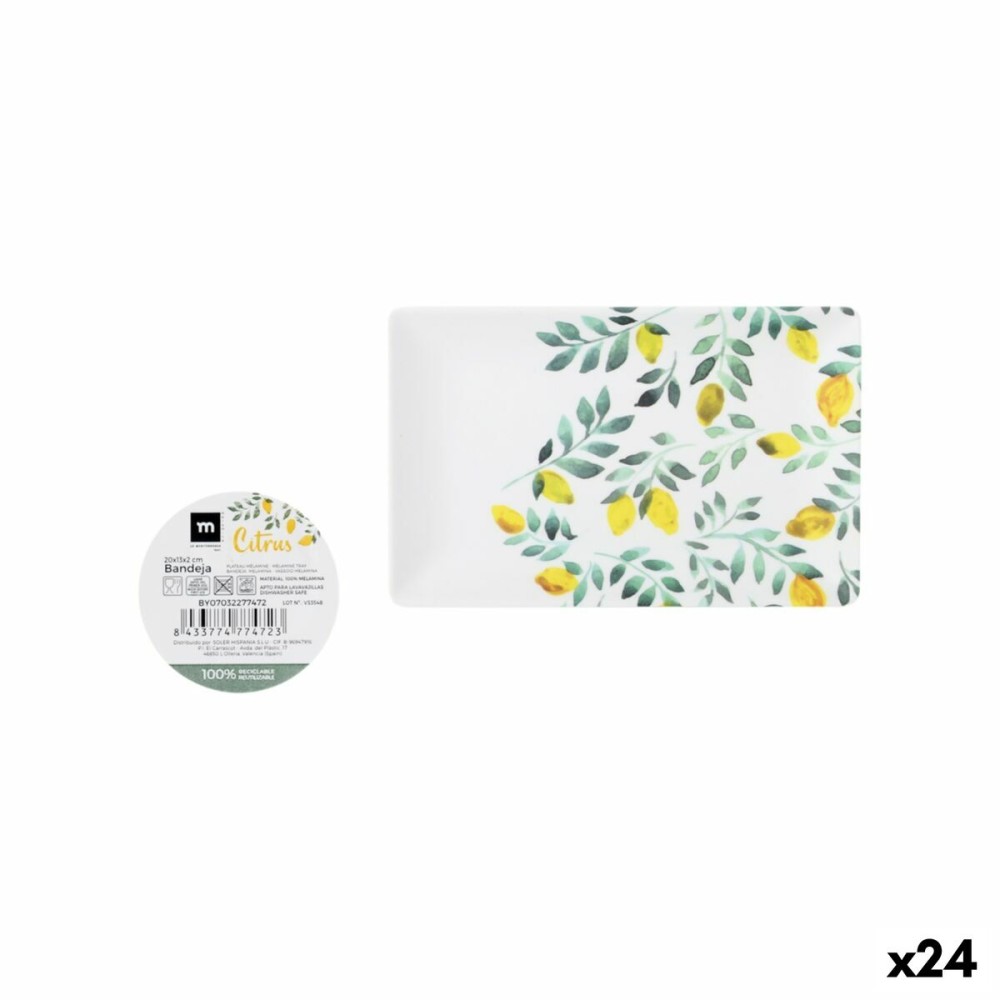 Plateau apéritif La Mediterránea Citron 20 x 13 x 2 cm (24 Unités)
