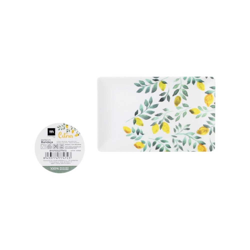 Snack tray La Mediterránea Lemon 20 x 13 x 2 cm (24 Units)
