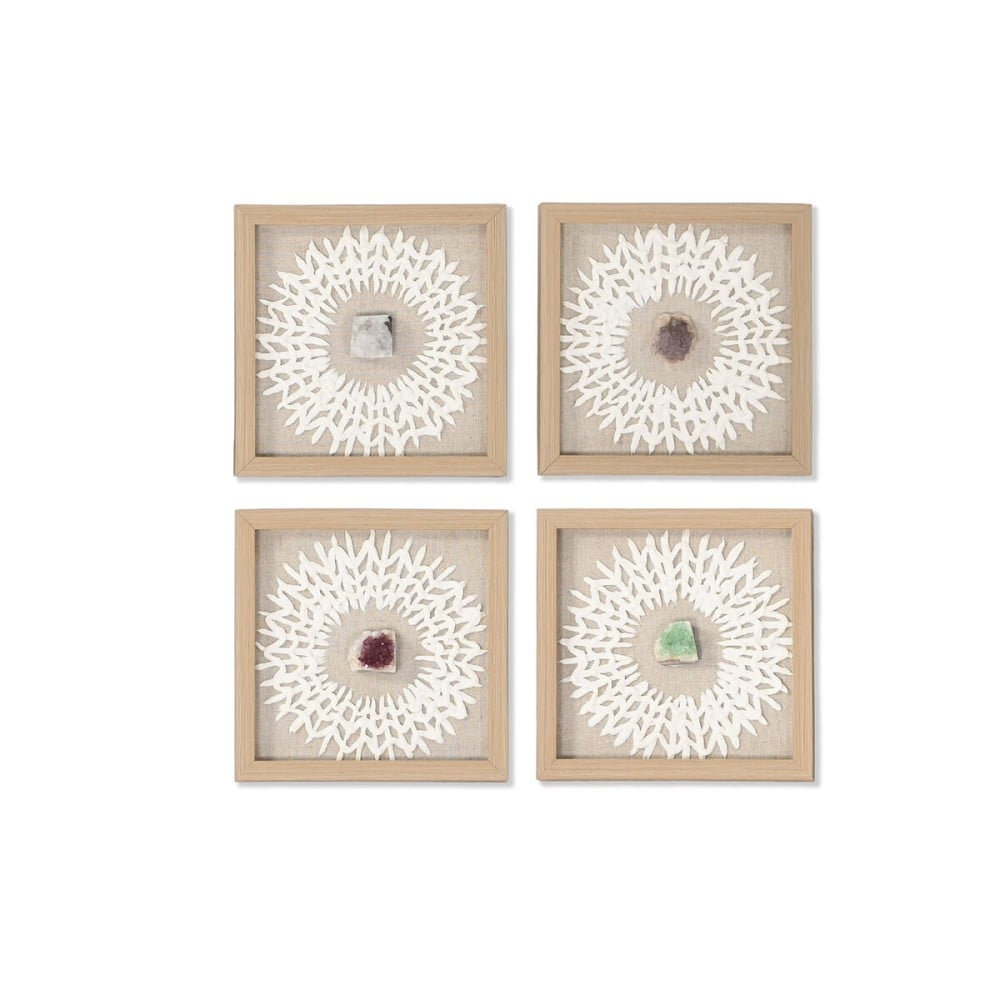 Satz mit 4 Bildern Home ESPRIT Papier Kristall 22 x 2 x 22 cm
