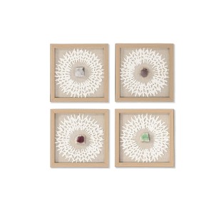 Satz mit 4 Bildern Home ESPRIT Papier Kristall 22 x 2 x 22 cm