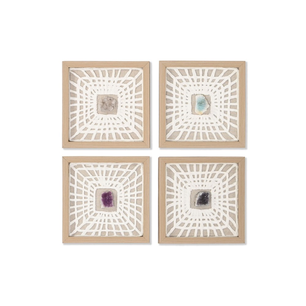 Jeu de 4 tableaux Home ESPRIT Papier Verre 22 x 2 x 22 cm