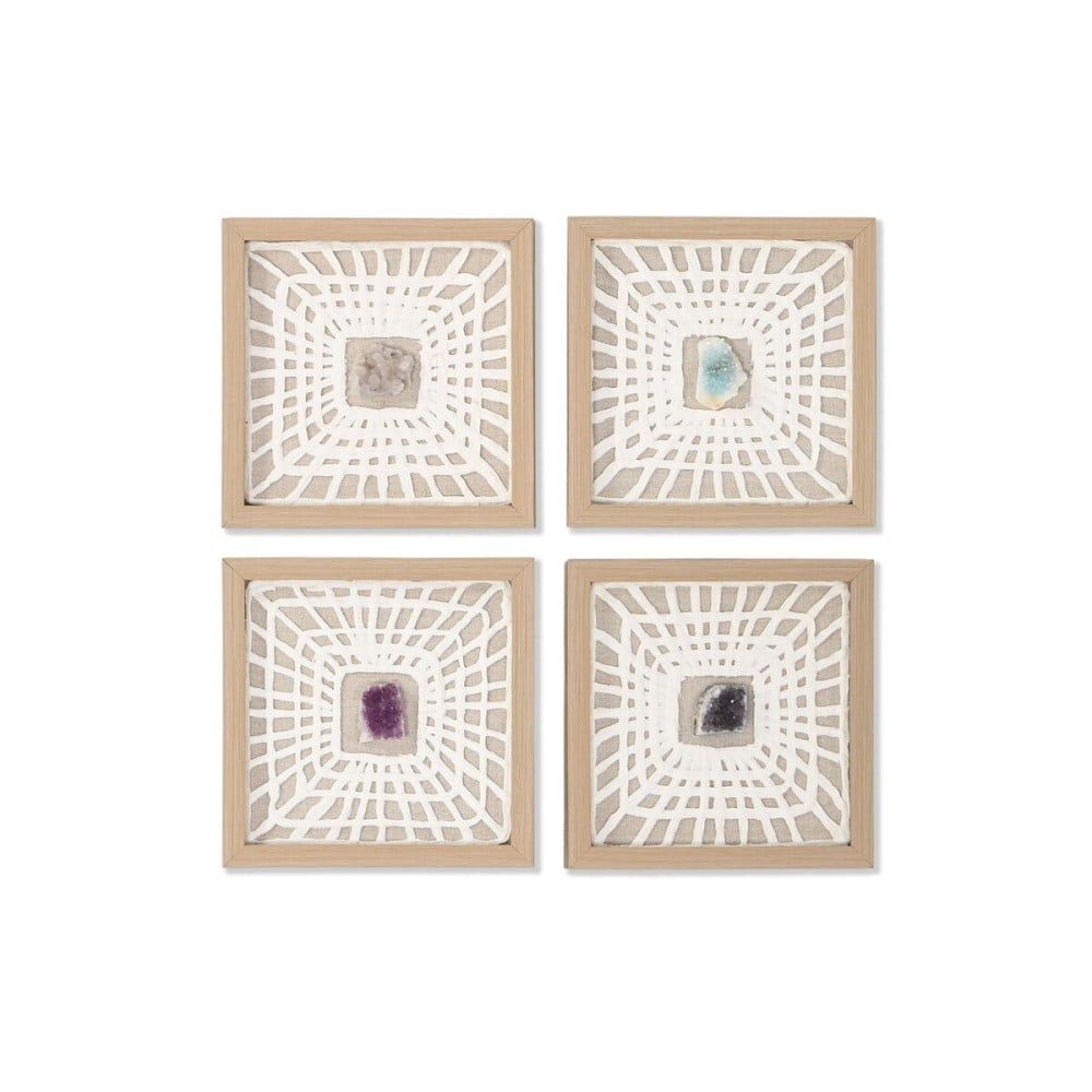 Satz mit 4 Bildern Home ESPRIT Papier Kristall 22 x 2 x 22 cm