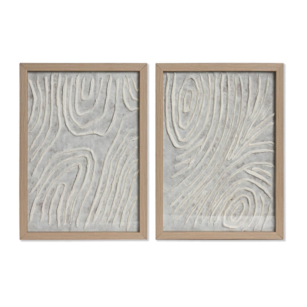 Satz mit 2 Bildern Home ESPRIT Papier Kristall 25 x 2 x 35 cm