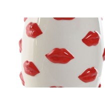 Vase Home ESPRIT Weiß Rot Dolomite 15 x 15 x 22,5 cm