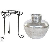 Vase Home ESPRIT Black Silver Aluminium 45 x 45 x 95 cm